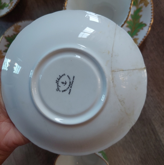Vintage Royal Chelsey Bone China Green Leaf Ivy Tea Cup and Saucer Set Of (6) - Picture 14 of 16